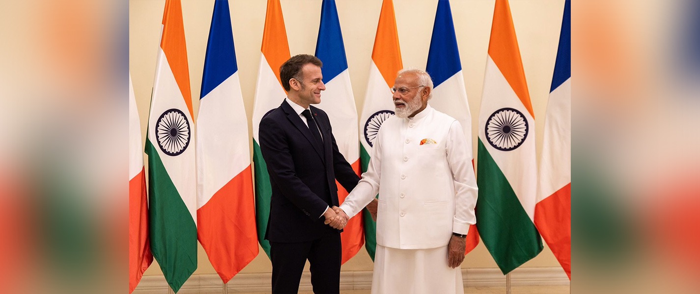 Prime Minister Narendra Modi and French President H.E Emmanuel Macron in Mumbai